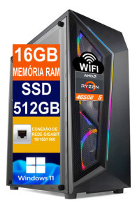 Pc Gamer Cpu Ryzen 5 4600g, Ssd 512 Gb M2/16 Gb Memoria Ddr4