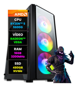 Pc Gamer Ryzen 5 5600 G A520 16 Gb Ssd 256 Gb Nvme 600 W Rgb