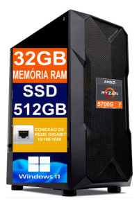 Cpu Pc Gamer Ryzen 7 5700 G/512 Gb M2 Ssd, 32 Gb De Memoria Ddr4