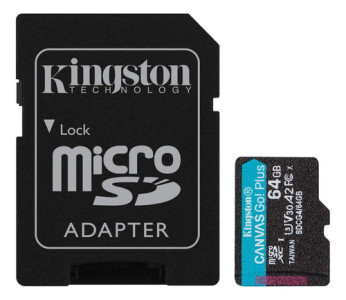 Tarjeta De Memoria Kingston Sdcg4/64gb Canvas Go! Plus Con Adaptador Sd 64gb